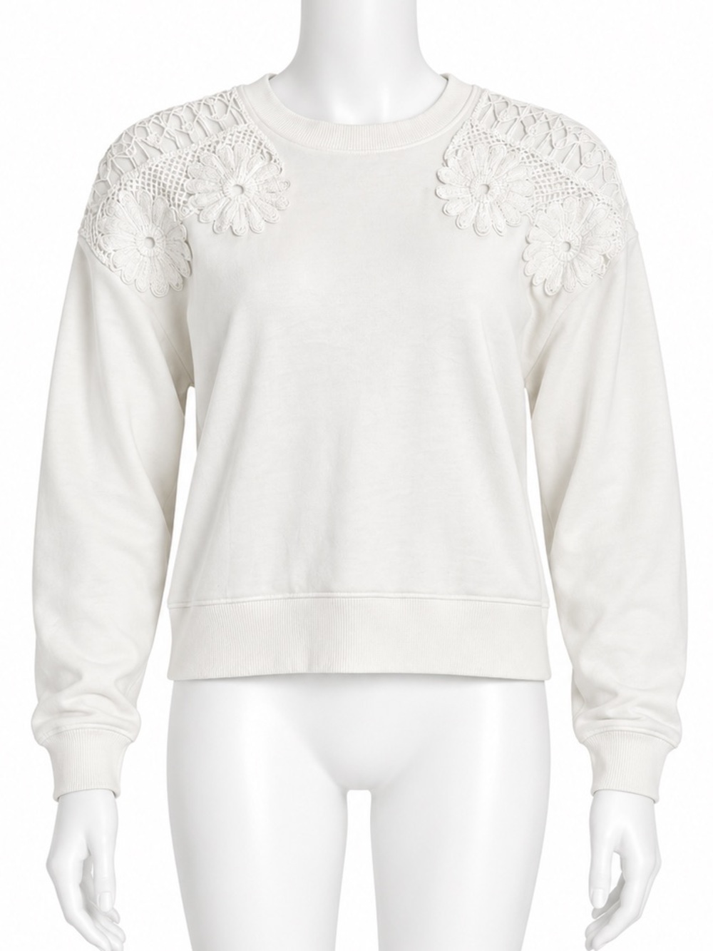 AE White Embroidered Shoulder Sweatshirt size small